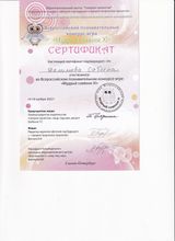 Участник Всероссийского познавательного конкурса-игры "мудрый совёнок XI" - Сабина Д.