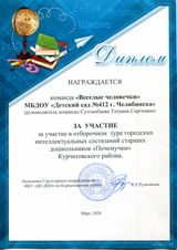 Диплом участника отборочного районного тура