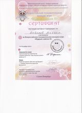 Участник Всероссийского познавательного конкурса-игры "мудрый совёнок XI" - Михаил Д.